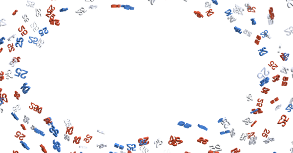 25 numara düşüyor, renkli, soyut, beyaz arkaplanda doğum günü konsepti