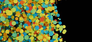 Renkli soyut arkaplan daireleri çeşitli renklerde, 3B oluşturma