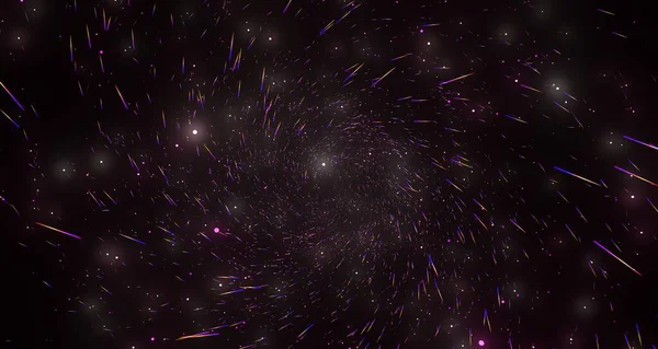 Mor ve Altın Işık Çizgilerinin Soyut Starfield Arkaplanı