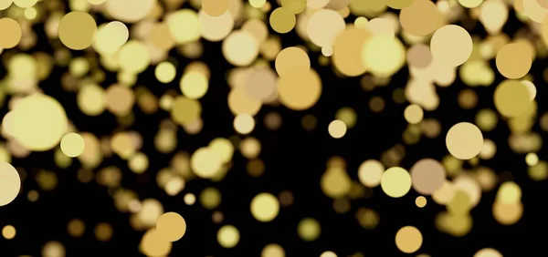 Kara Arkaplan Kutlama İçin Soyut Bokeh Altın Çemberleri
