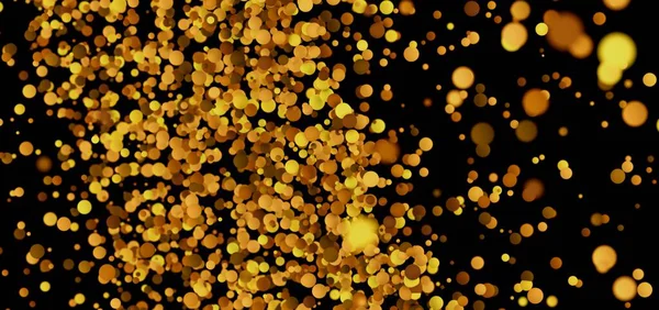 Soyut altın bokeh parlak kürelerle siyah üzerine arka plan ışıkları