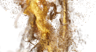 Beyaz arka plan tasarımı, lüks ve modern duygu üzerine soyut altın parıltı parçacıkları