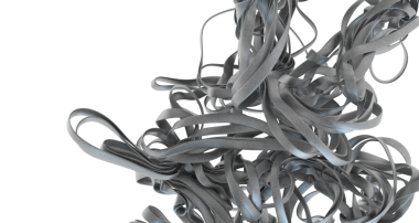 Soyut gri kurdele döngüleri modern ve ruhani bir tasarım yaratıyor