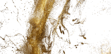 Soyut Altın Parıltısı Beyaz Arkaplanda Patlayan Toz