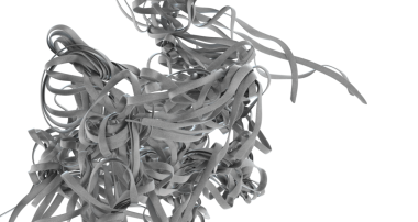 Soyut gri kurdeleler beyaz arkaplana karşı zarafetle akıyor