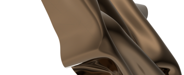 Yumuşak kıvrımlı ve dalgalı şekilli soyut bronz kumaş, stüdyo çekimi.