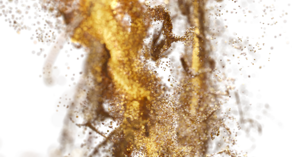 Beyaz arka plan tasarımı, lüks ve modern duygu üzerine soyut altın parıltı parçacıkları