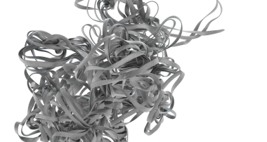 Beyaz arka planda dönen soyut gri kurdeleler, yaratıcı konsept