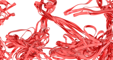 Soyut kırmızı kurdeleler beyaz bir zemin üzerinde çırpınıyor, sanatsal zemin