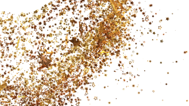 Kutlama ve Neşe İçin Beyaz Arkaplanda Parlayan Altın Yıldızlar