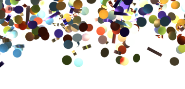 Beyaz bir zemin üzerine renkli bir konfeti düşüyor, şenlikli ve soyut bir zemin.