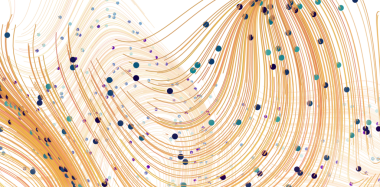 Beyaz arkaplanda renkli noktalar bulunan soyut akış çizgileri