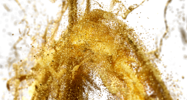 Beyaz zemin üzerinde soyut altın parıltı parçacıkları, lüks tasarım konsepti