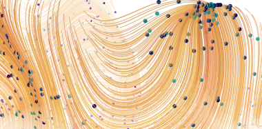 Soyut Çizgiler ve Noktalar Sarı ve Mavi 'de Dalgalı Desen Oluyor