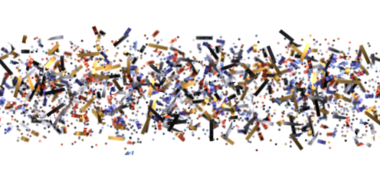 Kutlamalar için beyaz arkaplanda renkli konfeti parçacıkları