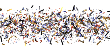 Beyaz arkaplanda izole edilmiş renkli konfeti parçacıkları