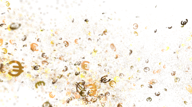 Beyaz arkaplana düşen soyut Euro sembolü