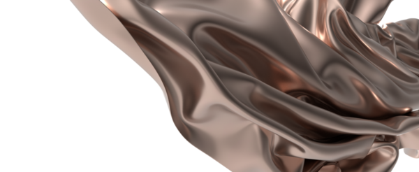 Soyut bronz kumaş yüzüyor, zarif ve beyaz üzerinde parıldıyor.