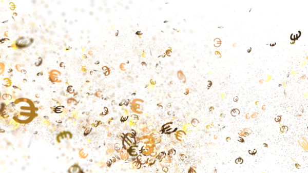 Beyaz arkaplana düşen soyut Euro sembolü