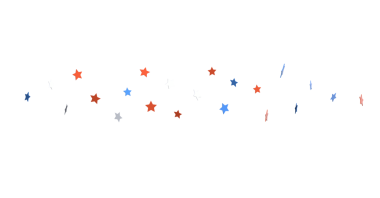 Beyaz Arkaplanda Kırmızı Beyaz ve Mavi Yıldızlar Festivali Konfeti