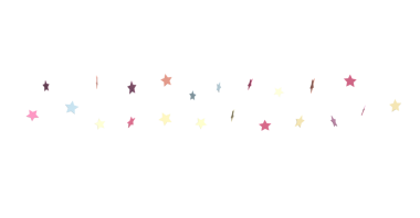 Beyaz arkaplan üzerinde yüzen renkli yıldız dekorasyonları