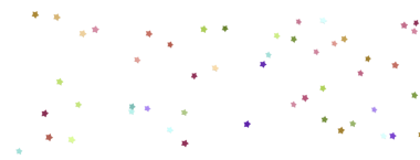 Kutlamalar için beyaz arkaplana dağılmış renkli yıldız şekilleri