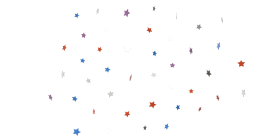 Beyaz zemin üzerine dağılmış renkli yıldız şekilleri kutlama atmosferi yaratıyor.