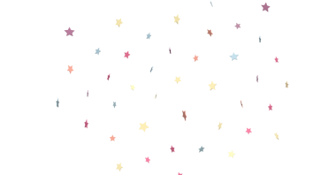 Beyaz arka plan kutlama partisinin üzerine renkli yıldız konfetileri düşüyor