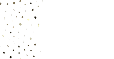 Altın yıldızlar beyaz arka planda parıldıyor, şenlikli parti tasarımı