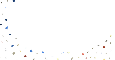Beyaz arkaplana düşen renkli yıldız konfetisi