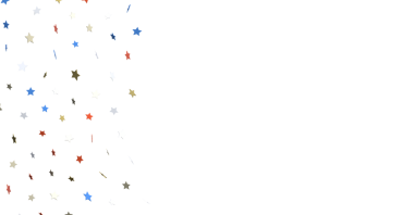 Renkli yıldız konfeti arka planı her şenlik tasarımı için beyaz üzerine izole edilmiş..