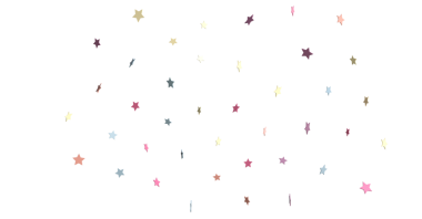 Kutlamalar için beyaz arkaplanda yüzen renkli yıldız şekilleri
