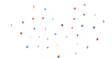 Kırmızı Beyaz ve Mavi Yıldız Konfeti Beyaz Arkaplanda Yüzüyor