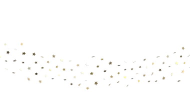 Kutlama için beyaz arka planda uçan altın yıldızlar