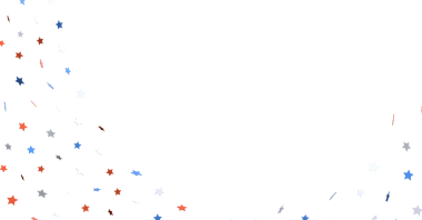 Beyaz Arkaplanda Kırmızı, Beyaz ve Mavi Yıldız Konfeti