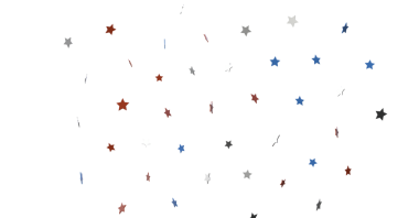 Beyaz bir arkaplana dağılmış Vatansever Yıldızlar