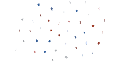 Kırmızı Beyaz ve Mavi Yıldız Konfeti Beyaz Arkaplanda Düşüyor
