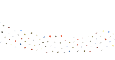 Beyaz Arkaplanda Renkli Yıldız Konfeti Dalgası: Kutlama Kavramı