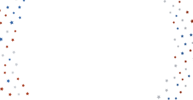 Amerikalı vatansever yıldızlar beyaz arka plan dizaynında konfeti çerçevesi