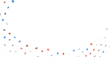 Kırmızı Beyaz ve Mavi Yıldız Konfeti Beyaz Arkaplanda Düşüyor