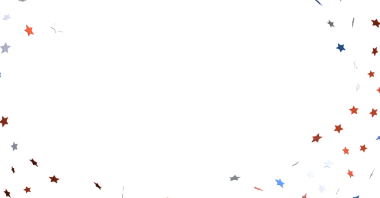 Beyaz Arkaplan Kutlaması 'nda Kırmızı Beyaz Mavi Yıldız Konfeti