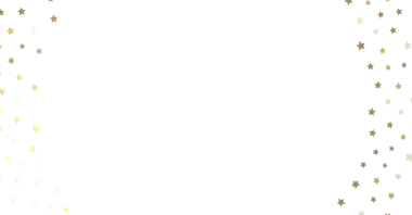 Şenlikli kutlama tasarımı için beyaz arka planda altın yıldızlı konfeti sınırı
