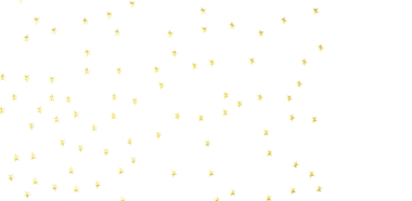 Altın yıldızlar beyaz arka planda parıldıyor, şenlikli ve kutlamalı.