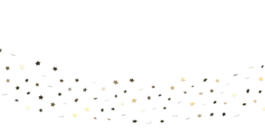 Kutlama ve Neşeli Anlar İçin Beyaz Arkaplanda Parlayan Altın Yıldızlar