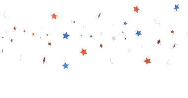 Beyaz zemin üzerinde kırmızı, beyaz ve mavi yıldızlar, Bağımsızlık Günü Kutlaması