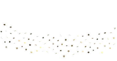 Beyaz arka plan kutlamalarında parlayan yıldız konfetisi