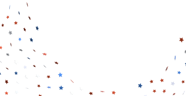 Kırmızı Beyaz ve Mavi Yıldız Konfeti Beyaz Arkaplanda Düşüyor