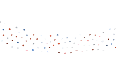 Kutlama için Beyaz Arkaplanda Kırmızı Beyaz Mavi Yıldız Konfeti