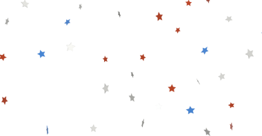 Kırmızı Beyaz ve Mavi Yıldız Konfeti Beyaz Arkaplanda Kutlama İçin