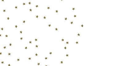 Kutlama tasarımı için beyaz arka plana dağılmış altın yıldızlar.